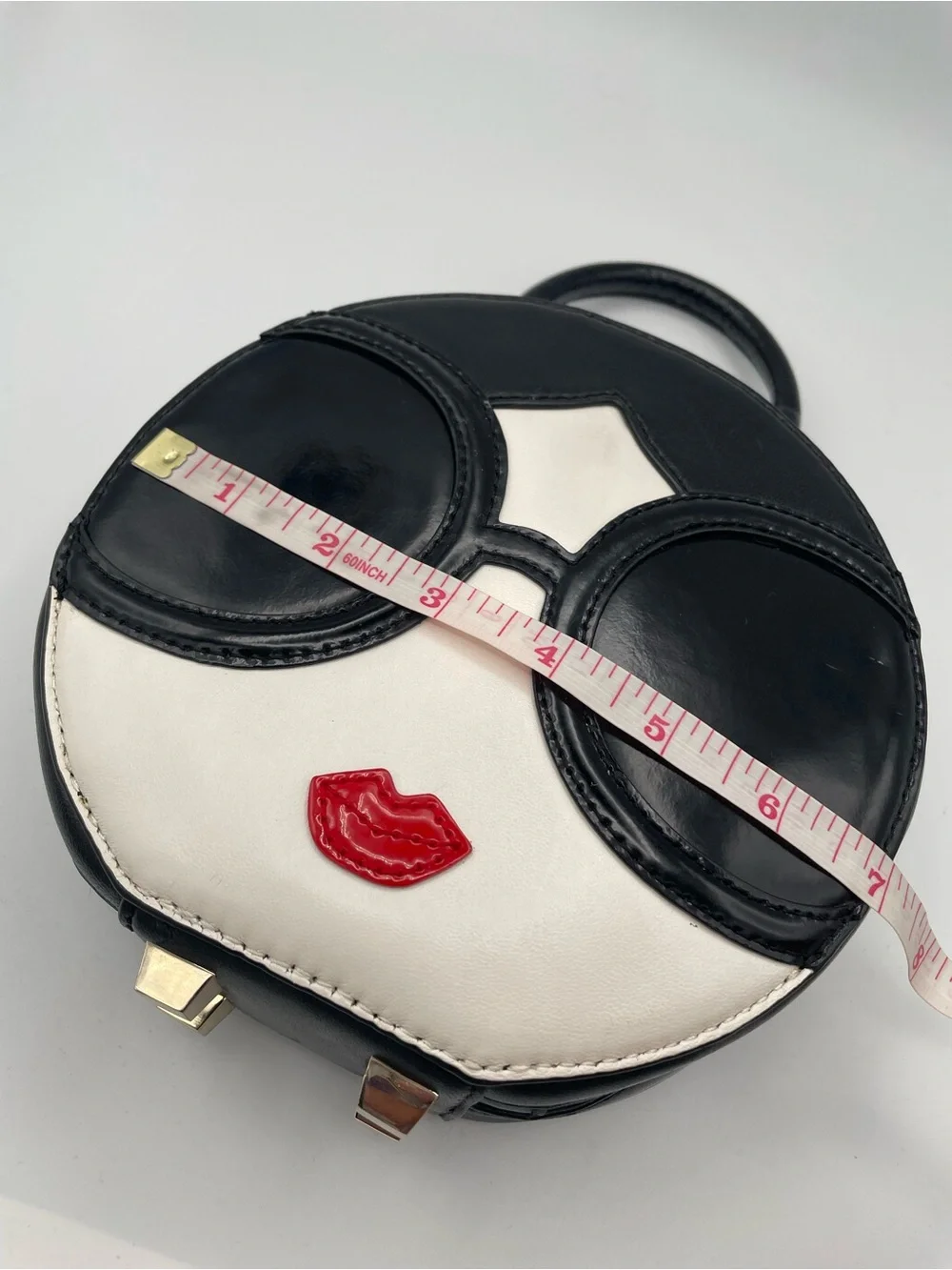 ALICE + OLIVIA Stace Face Circle Leather Bag Round Clutch | Novelty Top Handle